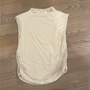Sleeveless Ruched Side Tank Top - Cream